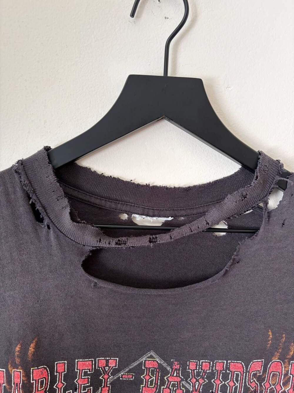 Harley-Davidson Vintage thrashed Distressed Eagle cut off Tank Top Black Distres - Picture 3 of 5